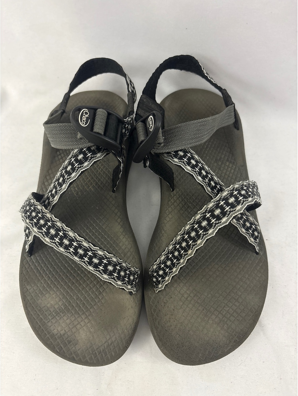 Chaco Mega Z Cloud Black White Sandals Wide Strap Slingback Women’s Size 10